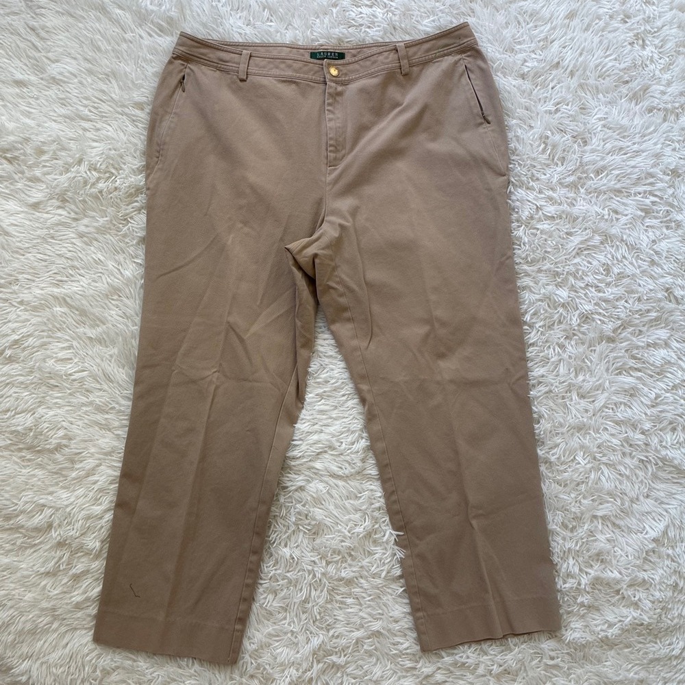 Lauren Ralph Lauren Tan Chino Pants Womens 18W Stretch Straight Khaki Trousers
